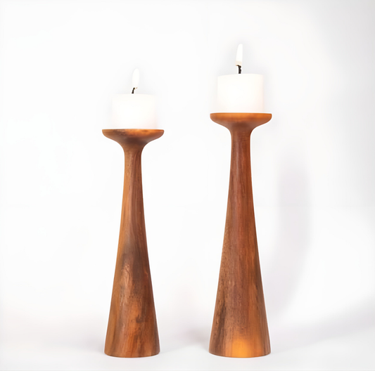 Modern Wooden Candle Holders (Set of 2)
